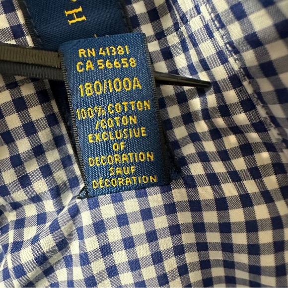 Ralph Lauren Shirt Men Size L Embroidered Flag Check Long Sleeve 100% Cotton EUC - Picture 4 of 10